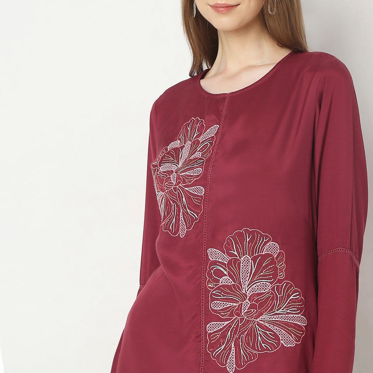 Flare Fit Embroidered Kurta