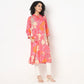 Printed Knee Length Band Neck Straight Kurta