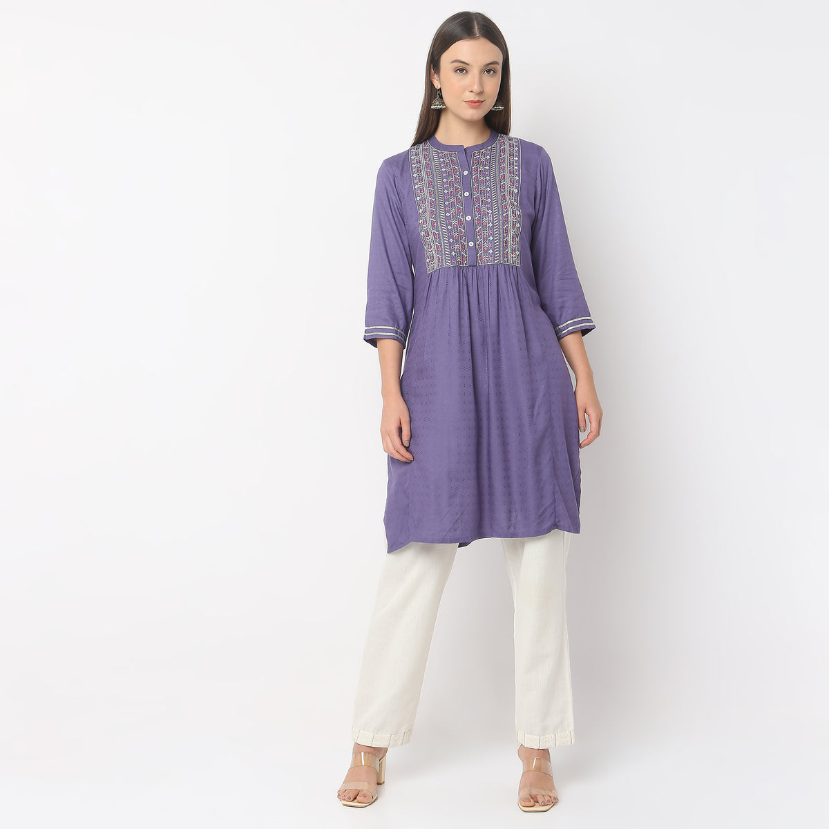 Flare Fit Embroidered Kurta