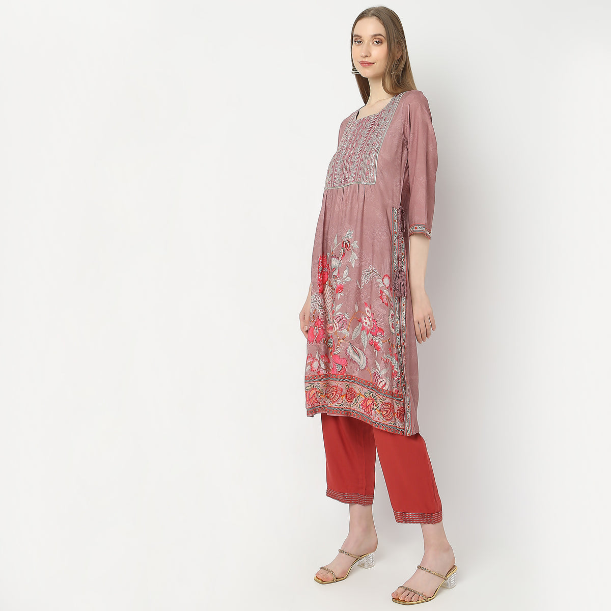 Flare Fit Embroidered Kurta