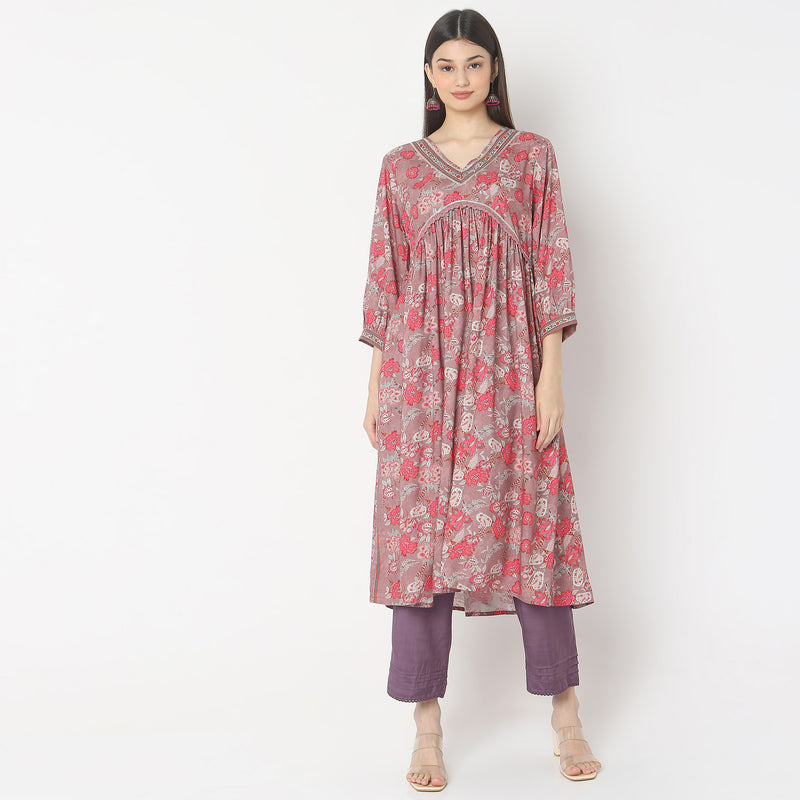 Flare Fit Printed Kurta