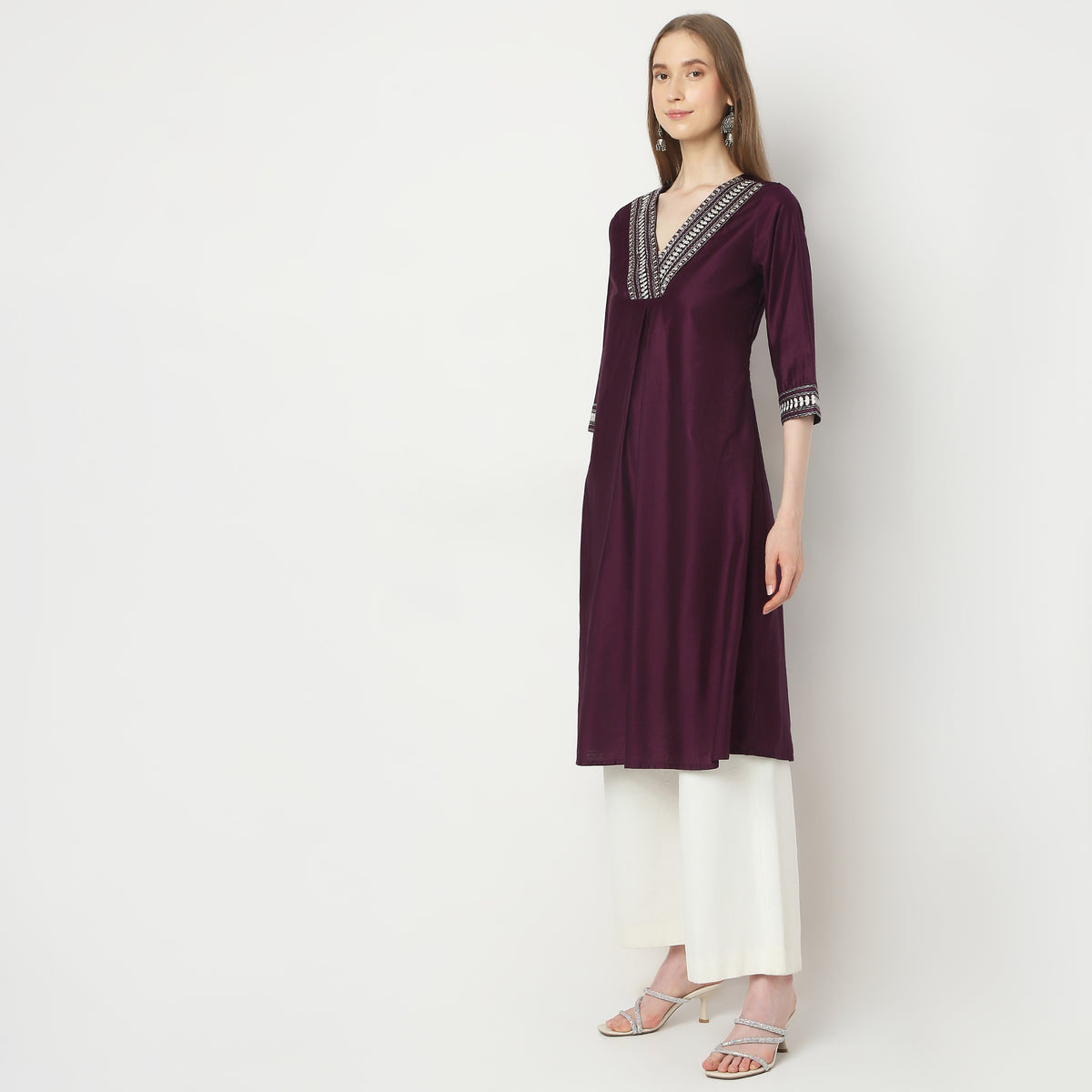 Flare Fit Embroidered Kurta