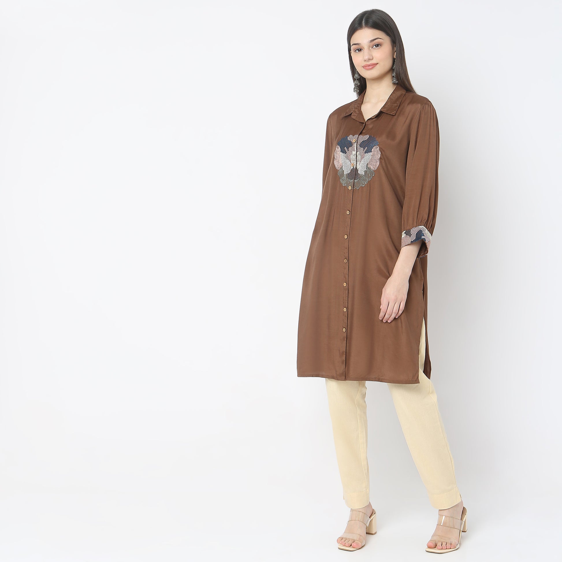 Flare Fit Solid Kurta