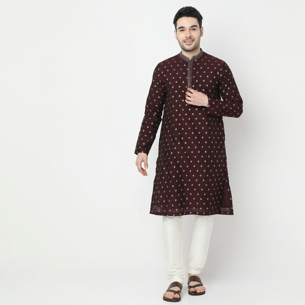 Regular Fit Jacquard Kurta