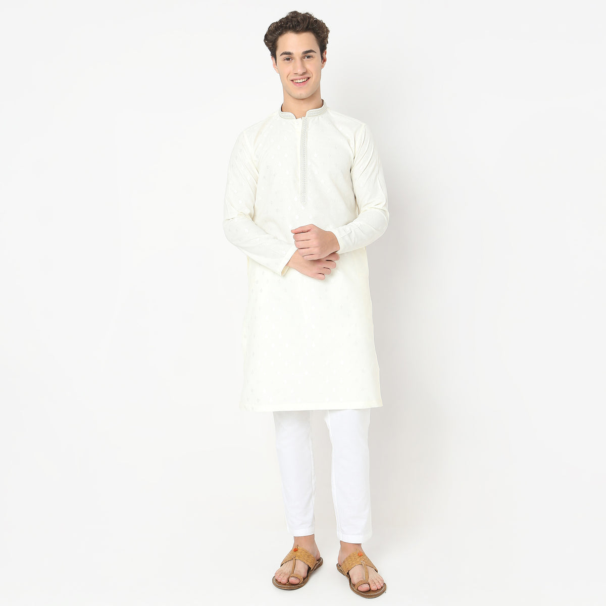 Regular Fit Jacquard Kurta