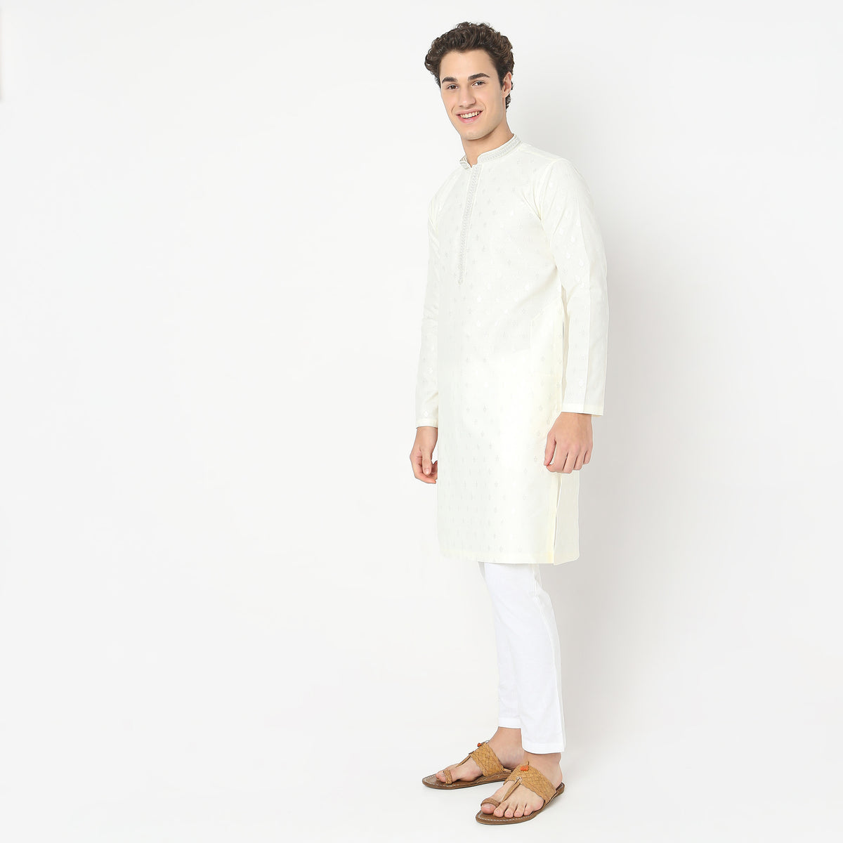 Regular Fit Jacquard Kurta