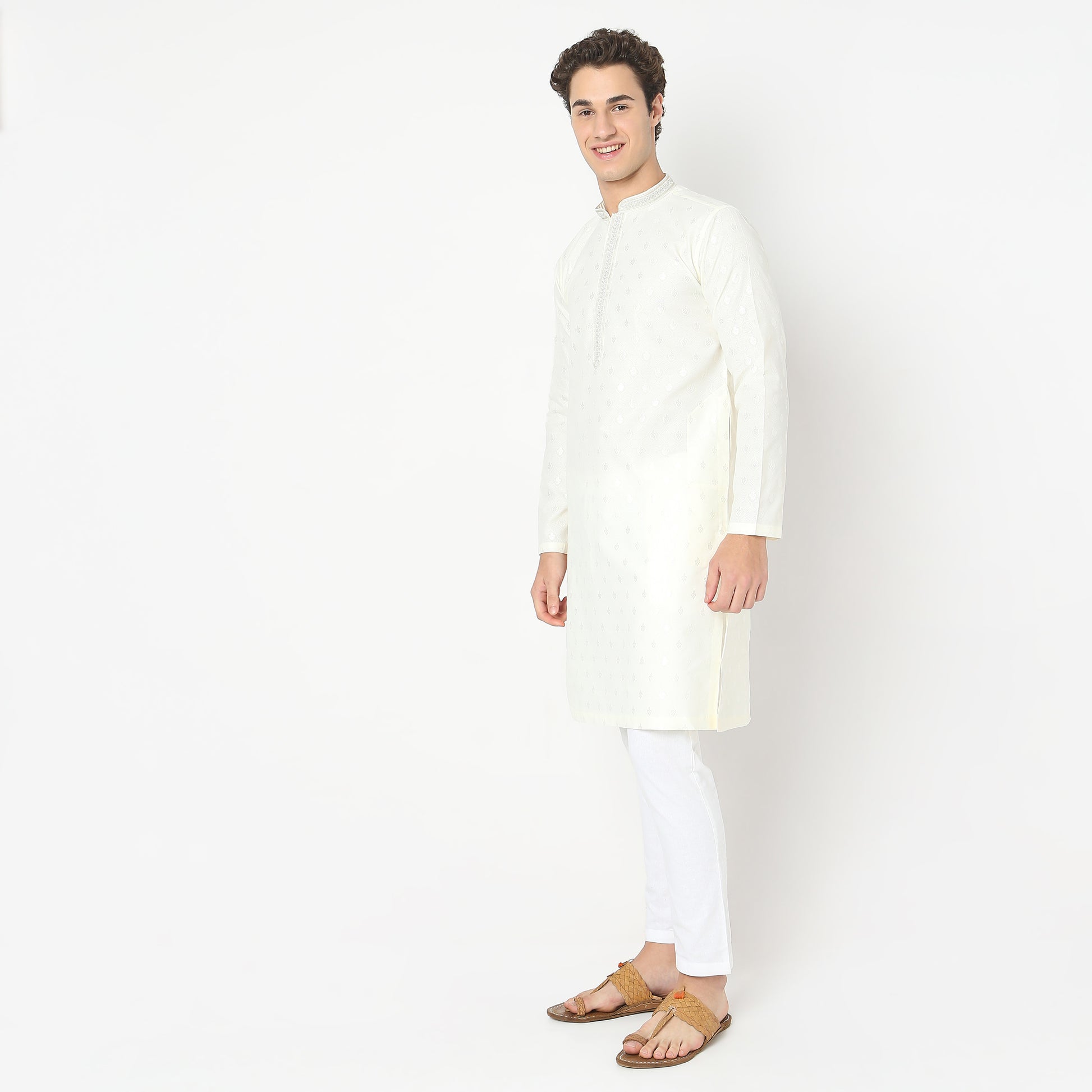 Regular Fit Jacquard Kurta