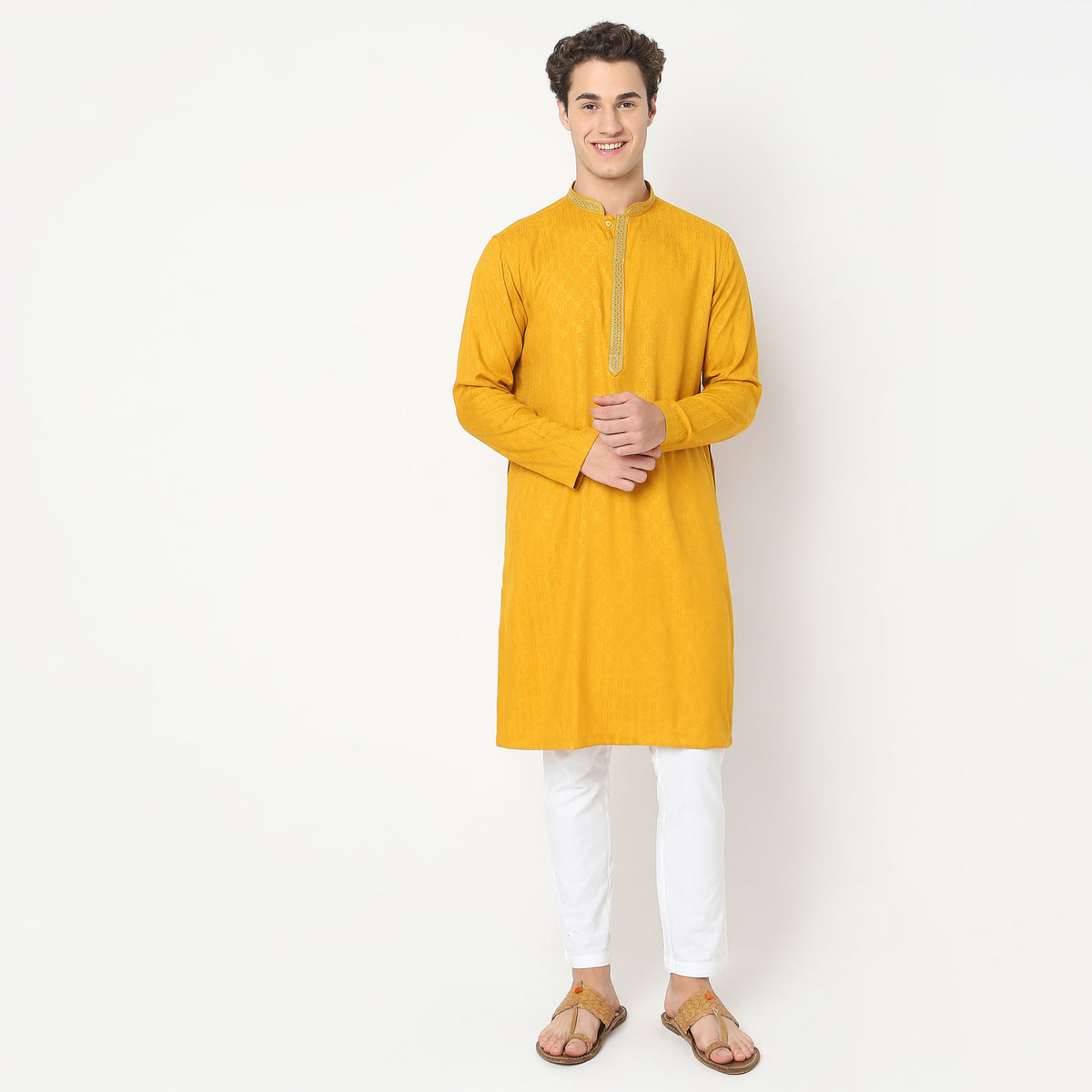 Regular Fit Jacquard Kurta