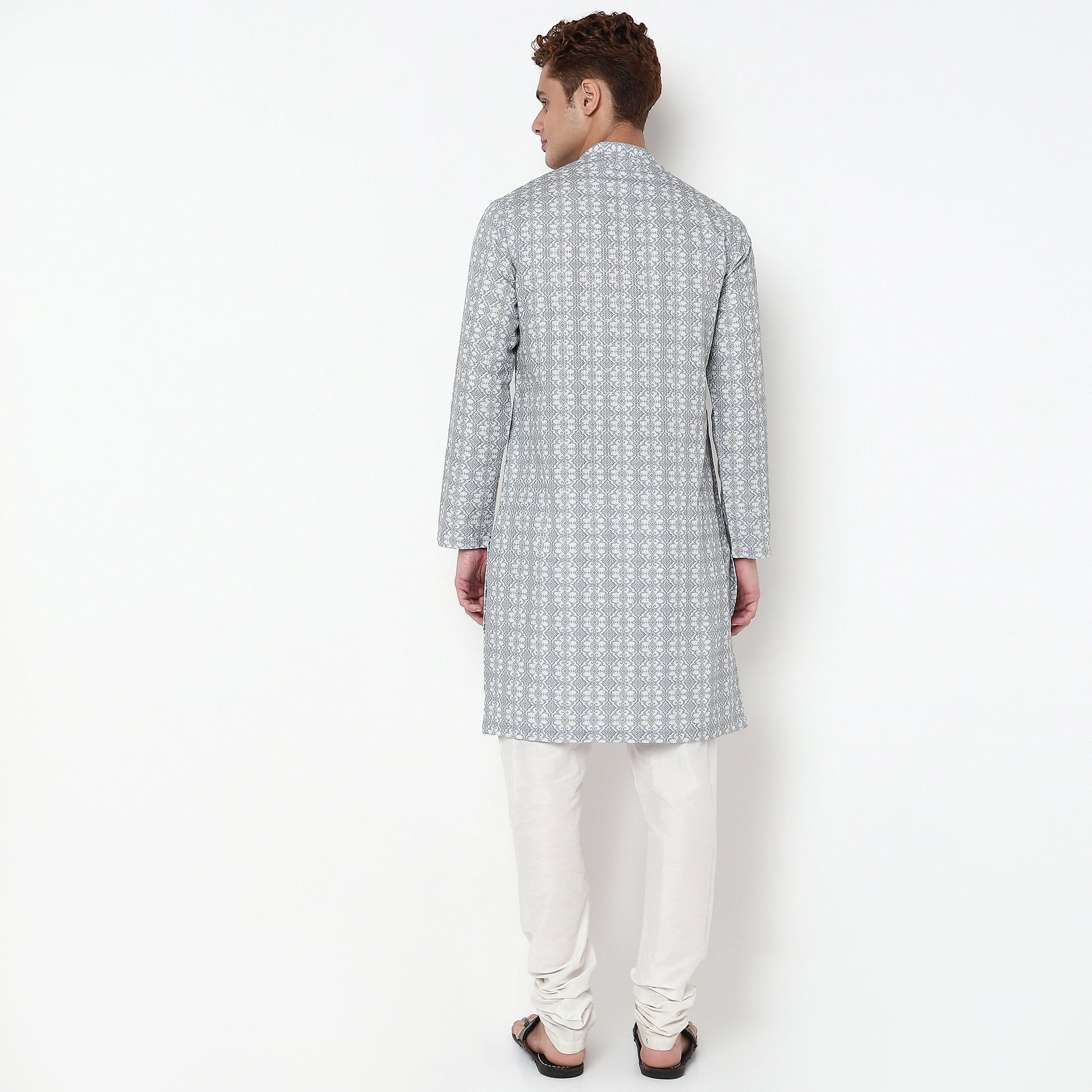 Digital Print Knee Length Mandarin Collar Straight Kurta