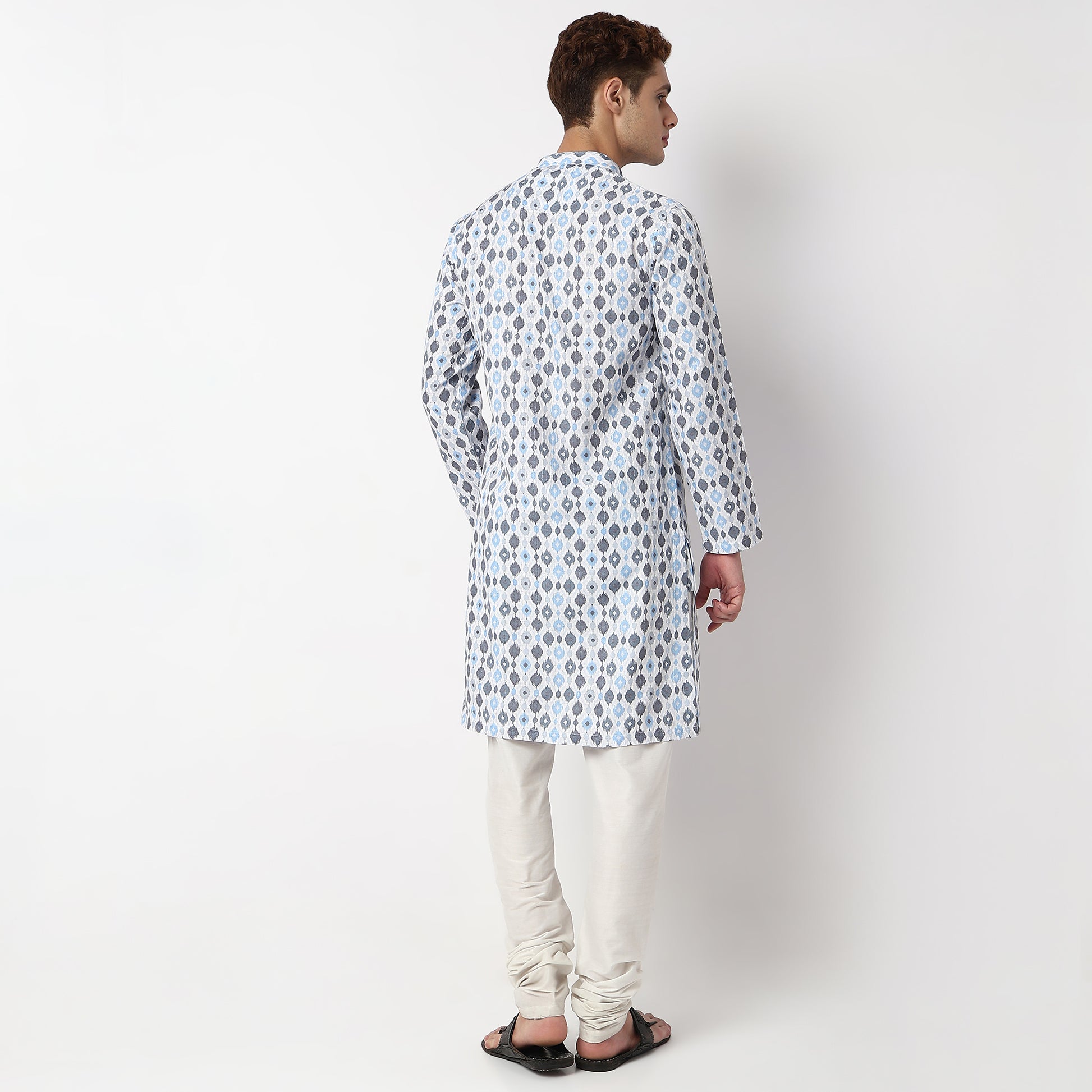 Digital Print Knee Length Mandarin Collar Straight Kurta