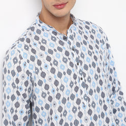 Digital Print Knee Length Mandarin Collar Straight Kurta