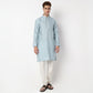 Knitted Jacquard Knee Length Mandarin Collar Straight Kurta