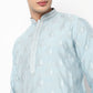 Knitted Jacquard Knee Length Mandarin Collar Straight Kurta