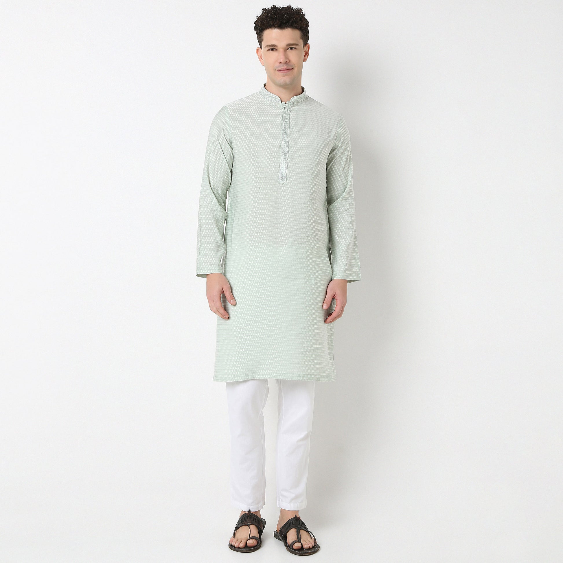 Jacquard Straight Long Kurta