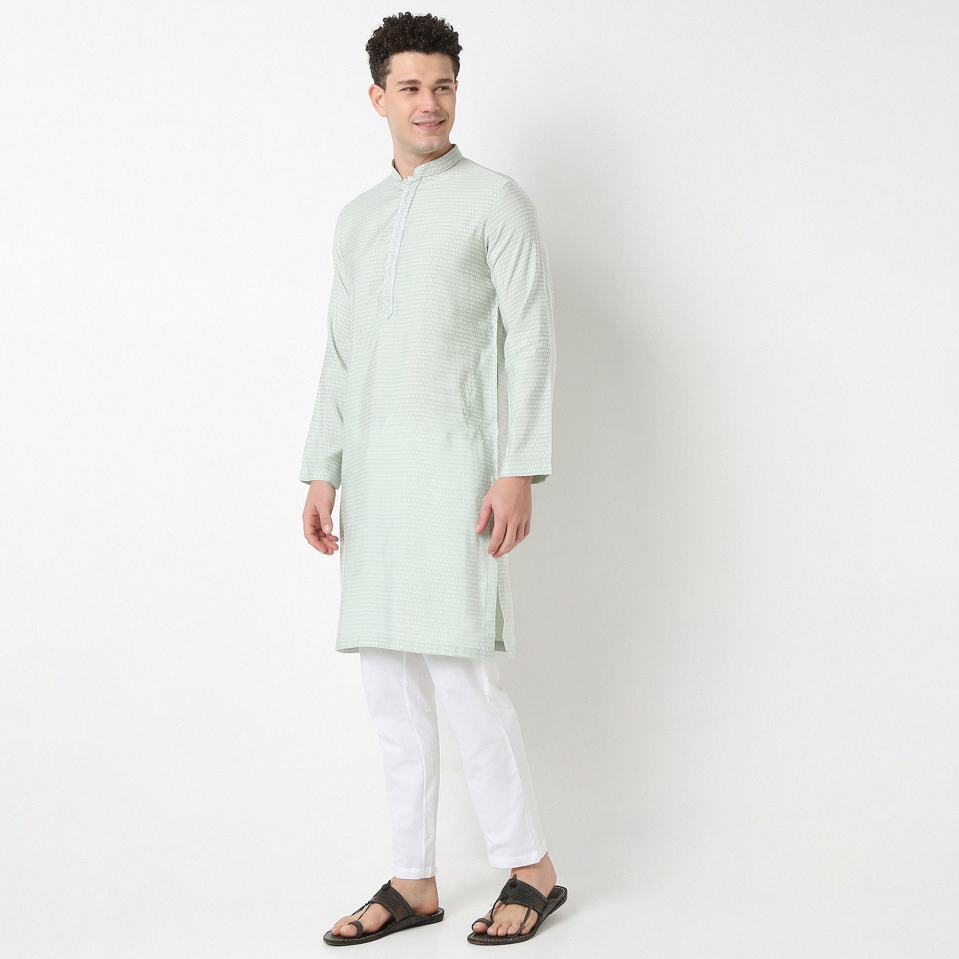 Jacquard Straight Long Kurta