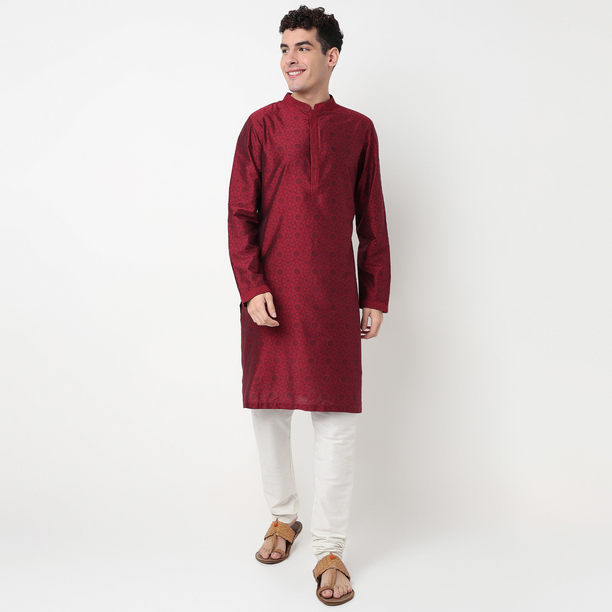 Buy Men Straight Fit Digital Printed Full Sleeve Kurta  - Style Union