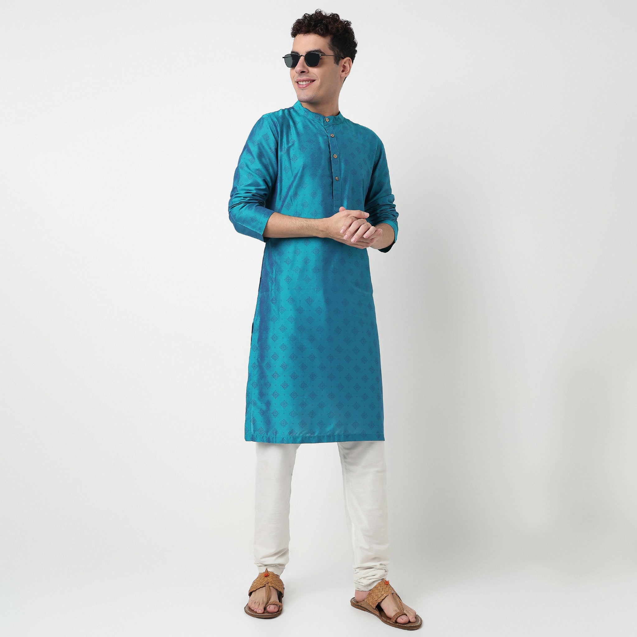 Buy Men Straight Fit Printed Full Sleeve Kurta  - Style Union