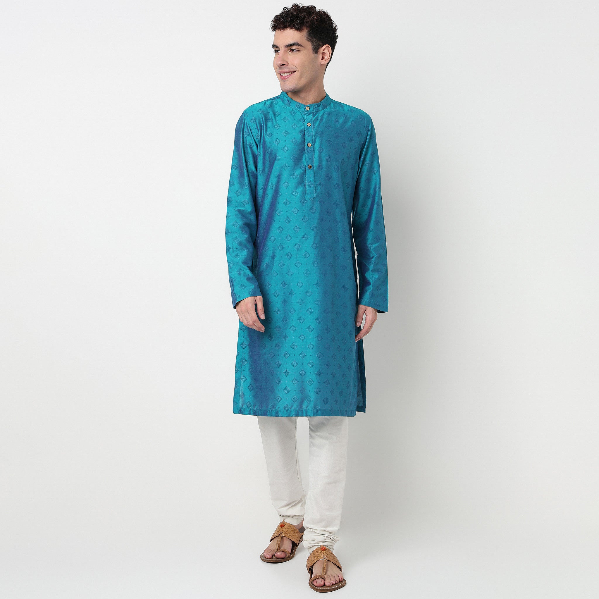 Buy Men Straight Fit Printed Full Sleeve Kurta  - Style Union