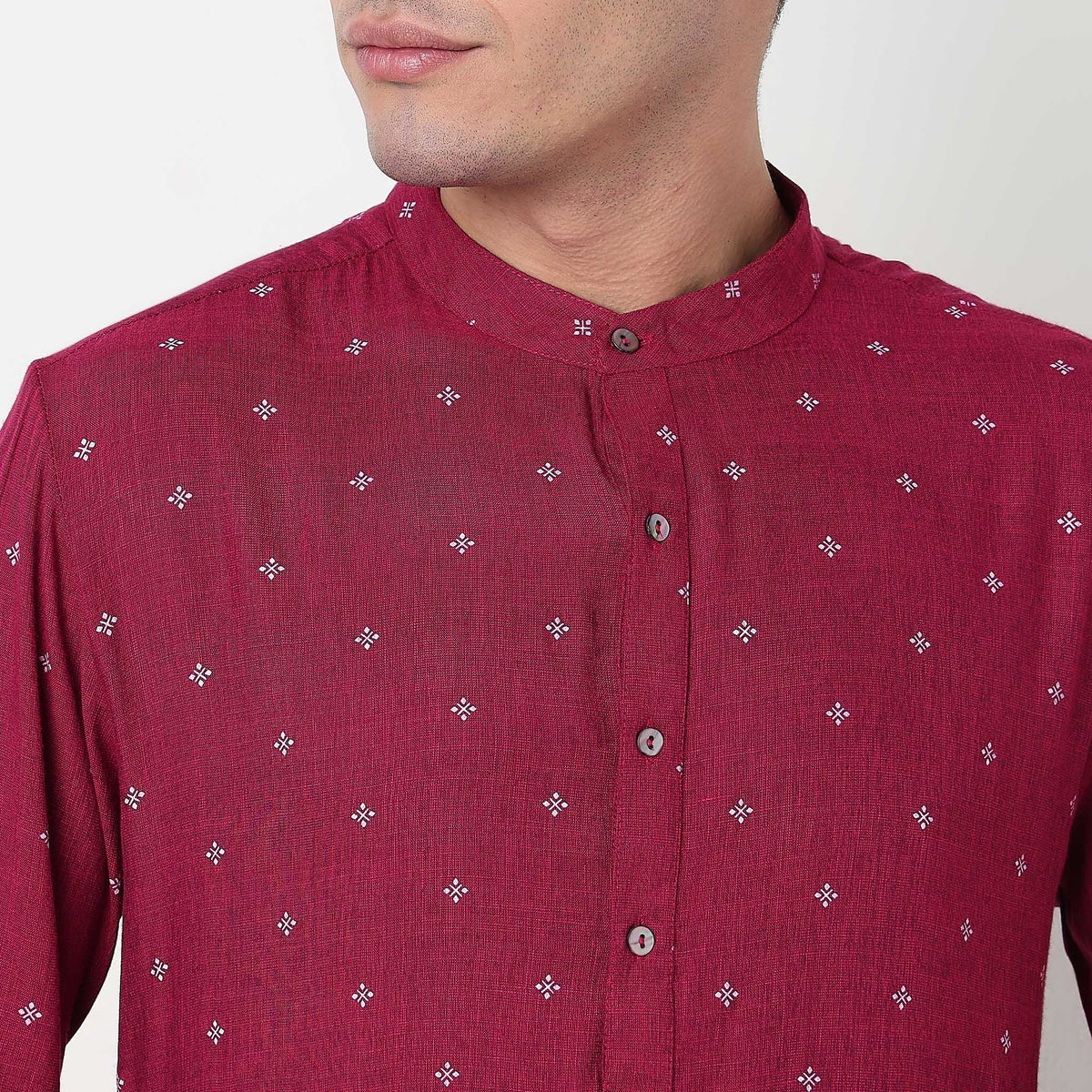 Buy Men Straight Fit Printed Full Sleeve Kurta  - Style Union