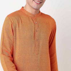 Buy Men Straight Fit Structured Full Sleeve Kurta  - Style Union