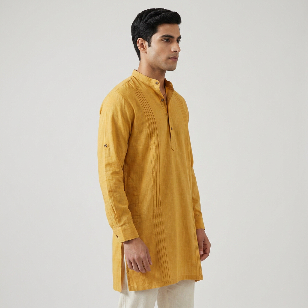 Cotton Pintucks Straight Long Kurta