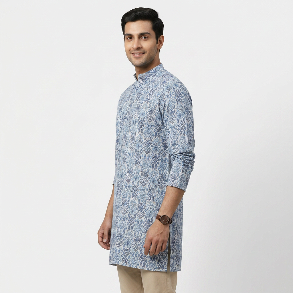 Digital Schiffli Straight Long Kurta