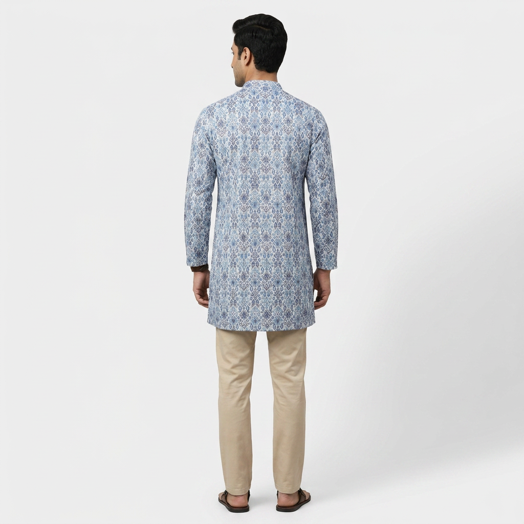 Digital Schiffli Straight Long Kurta