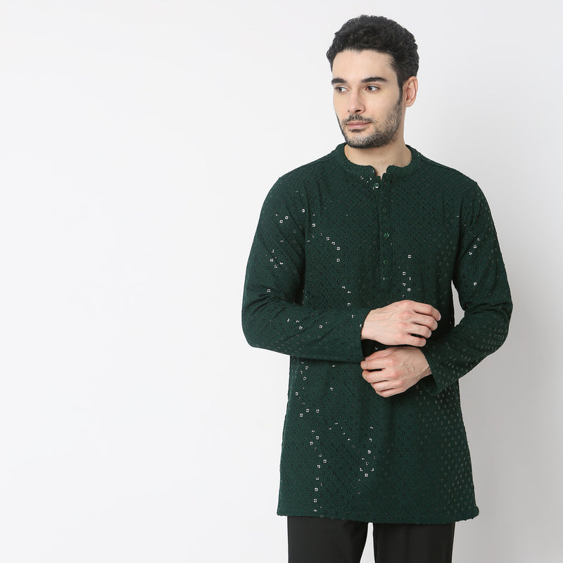 Regular Fit Embroidered Kurta