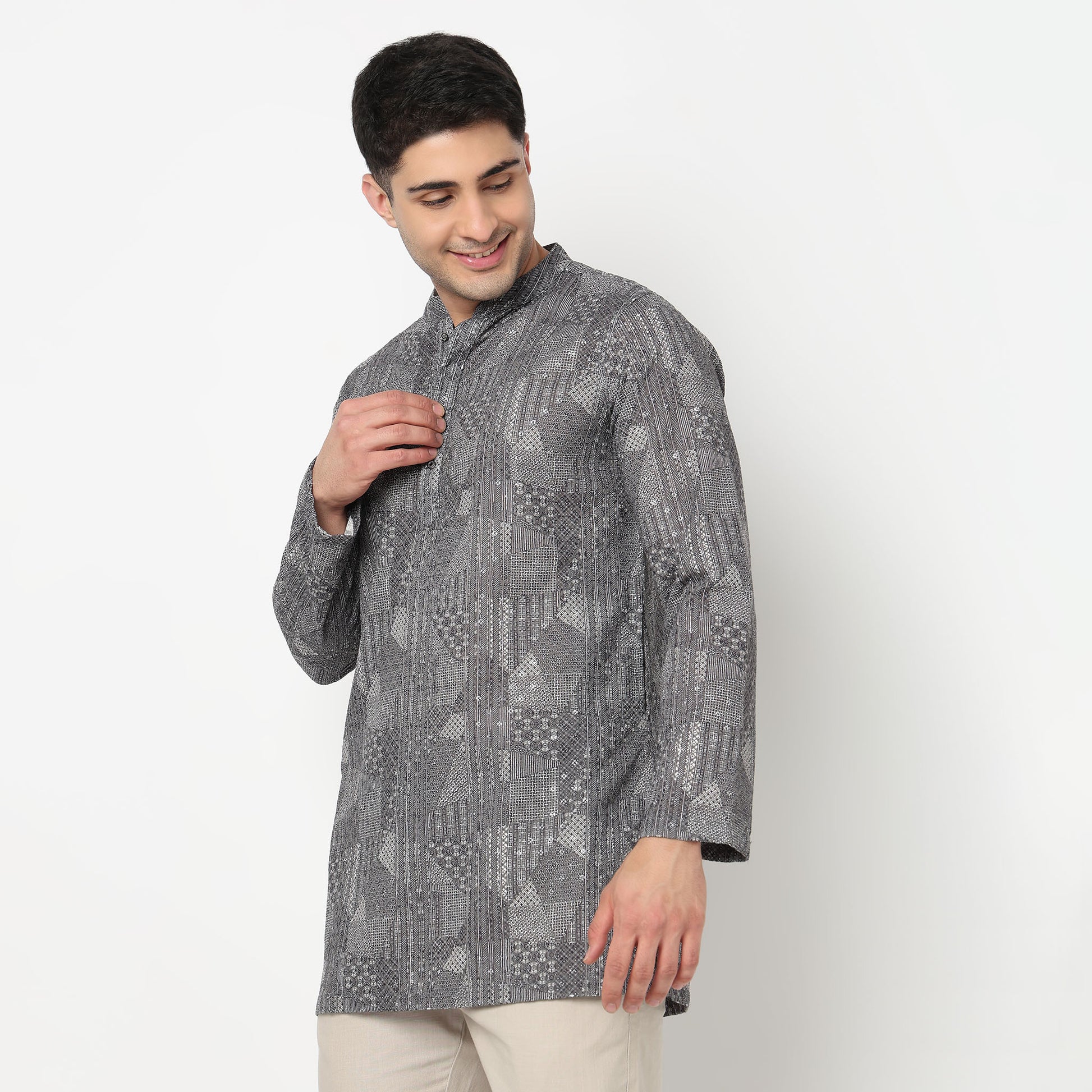 Embroidered Schiffli Short Kurta