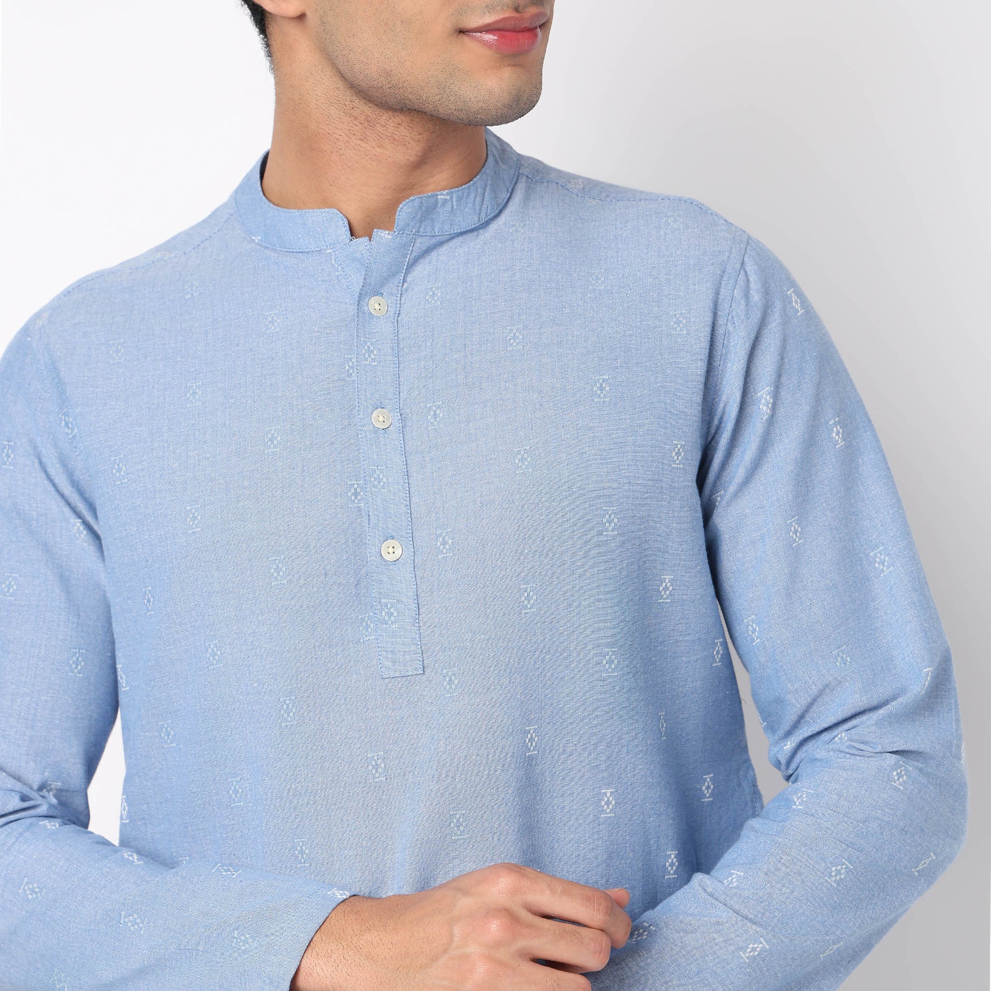 Cotton Jacquard Short Kurta