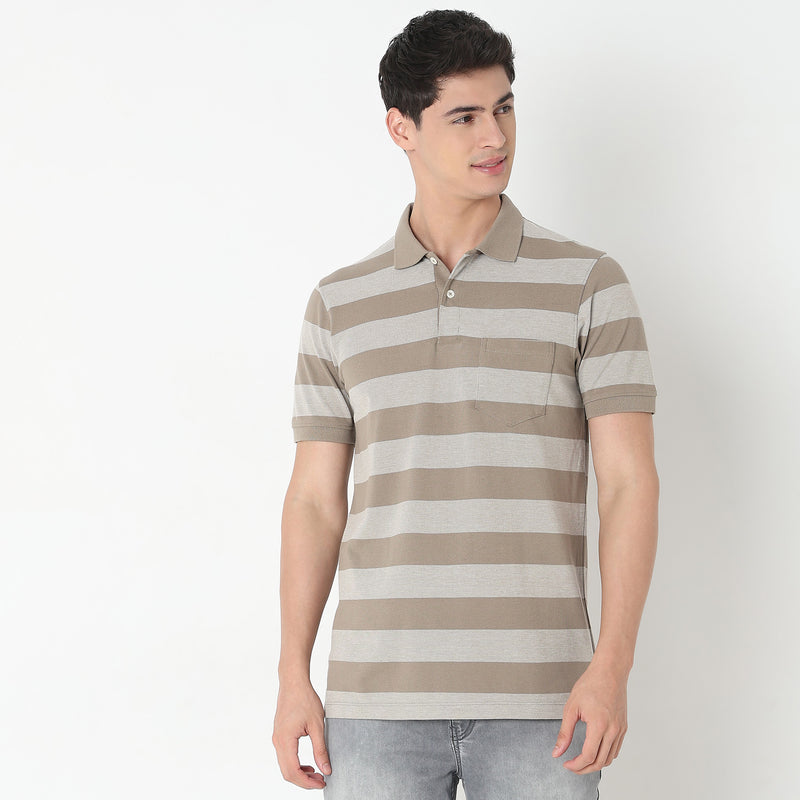 Regular Fit Striped Polo T-Shirt