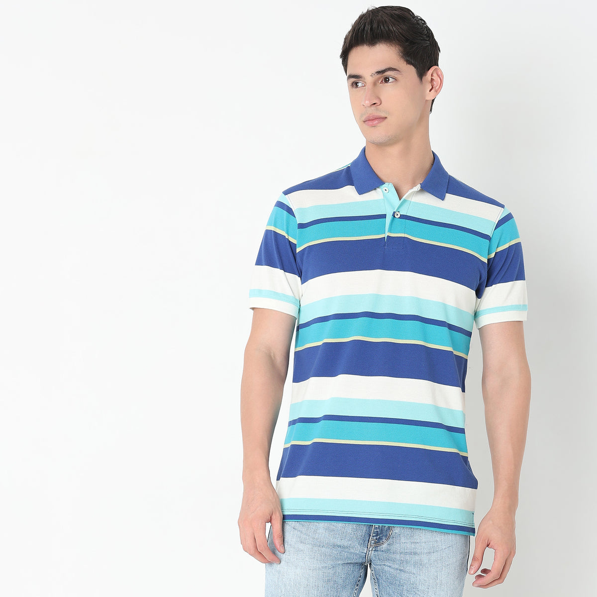 Regular Fit Striped Polo T-Shirt