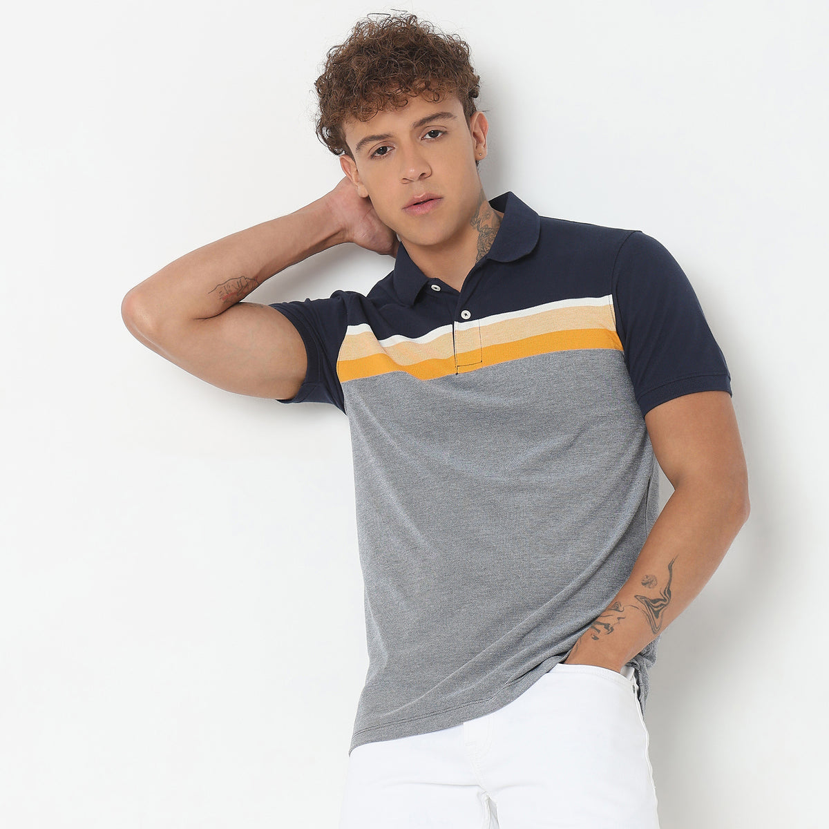 Regular Fit Striped Polo T-Shirt