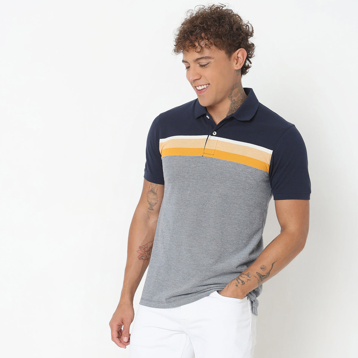 Regular Fit Striped Polo T-Shirt