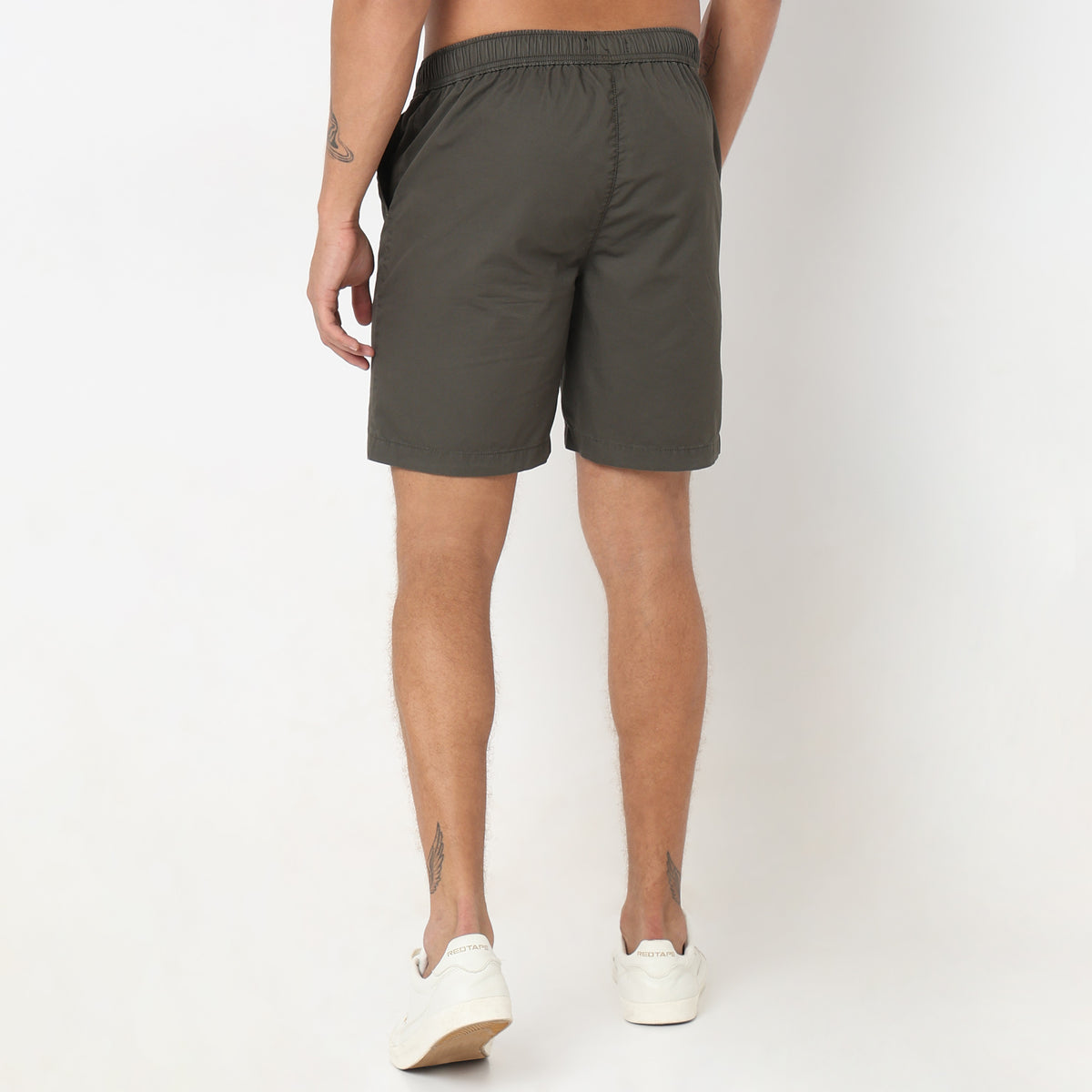 Regular Fit Solid Mid Rise Shorts