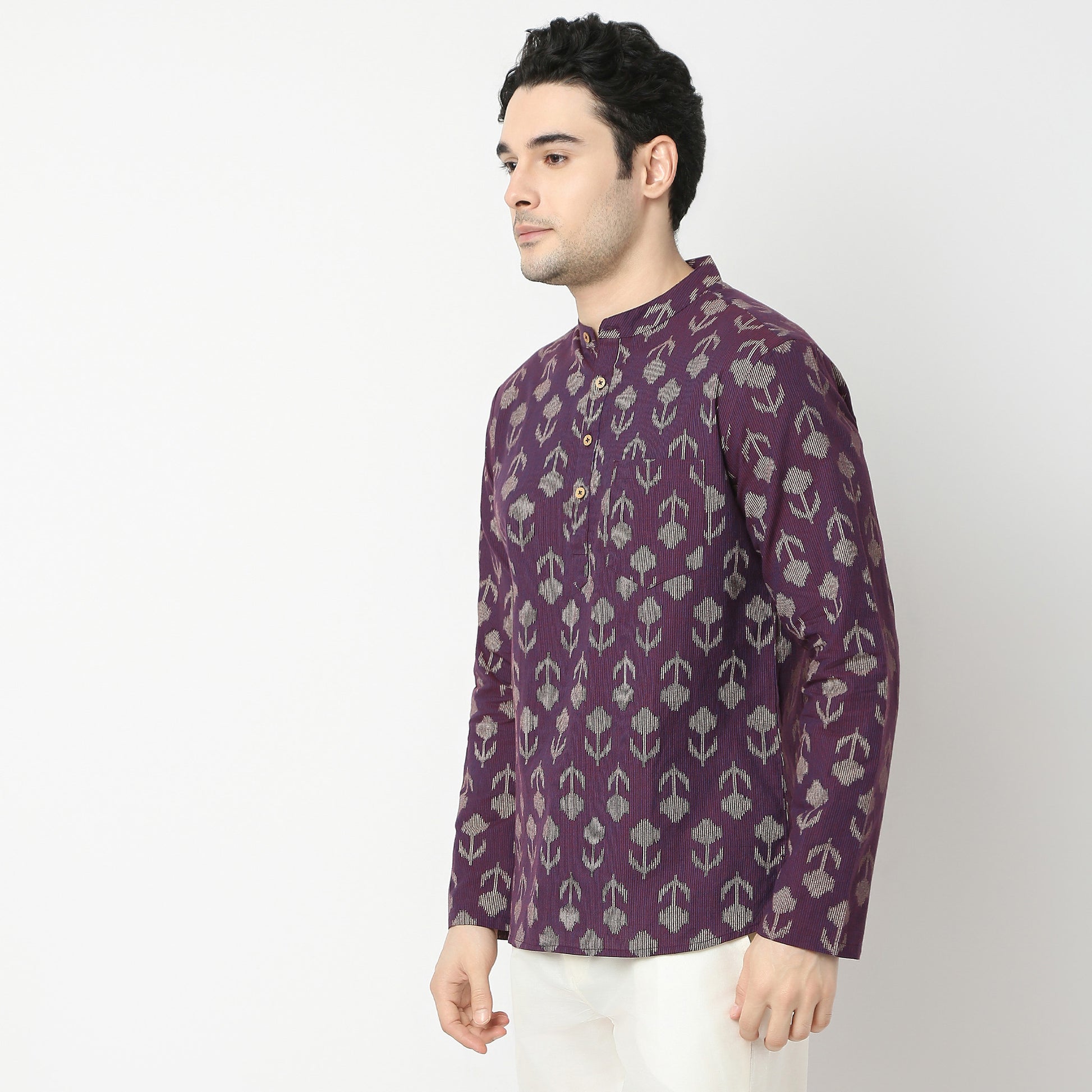 Regular Fit Jacquard Kurta