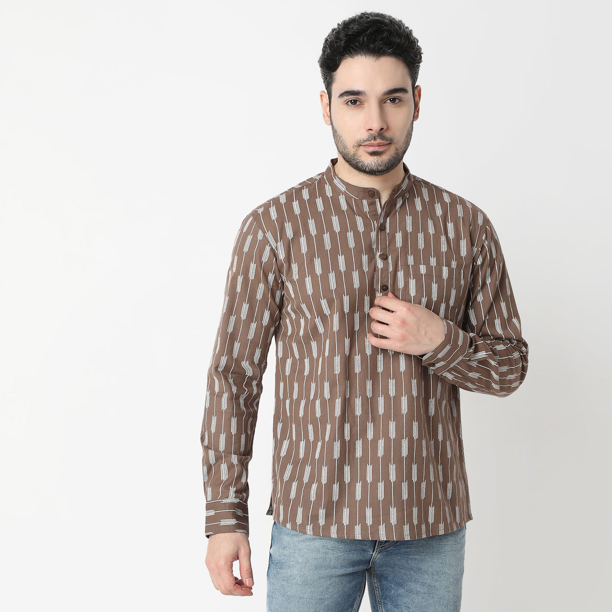 Regular Fit Jacquard Kurta