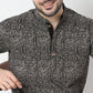 Printed Half Sleeve Mandarin Collar Knit Short Kurta