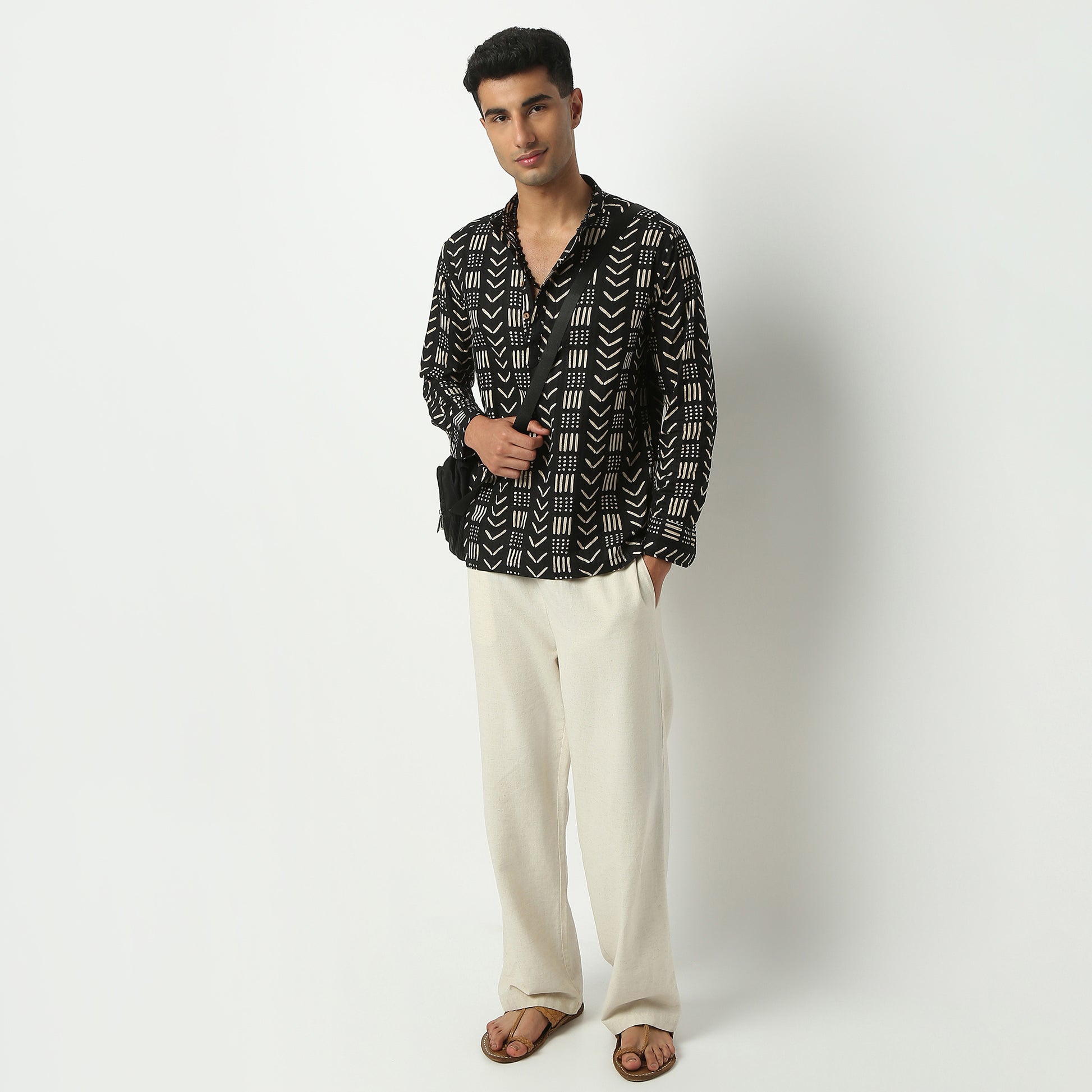 Regular Fit Printed Mandarin Collar Kurta