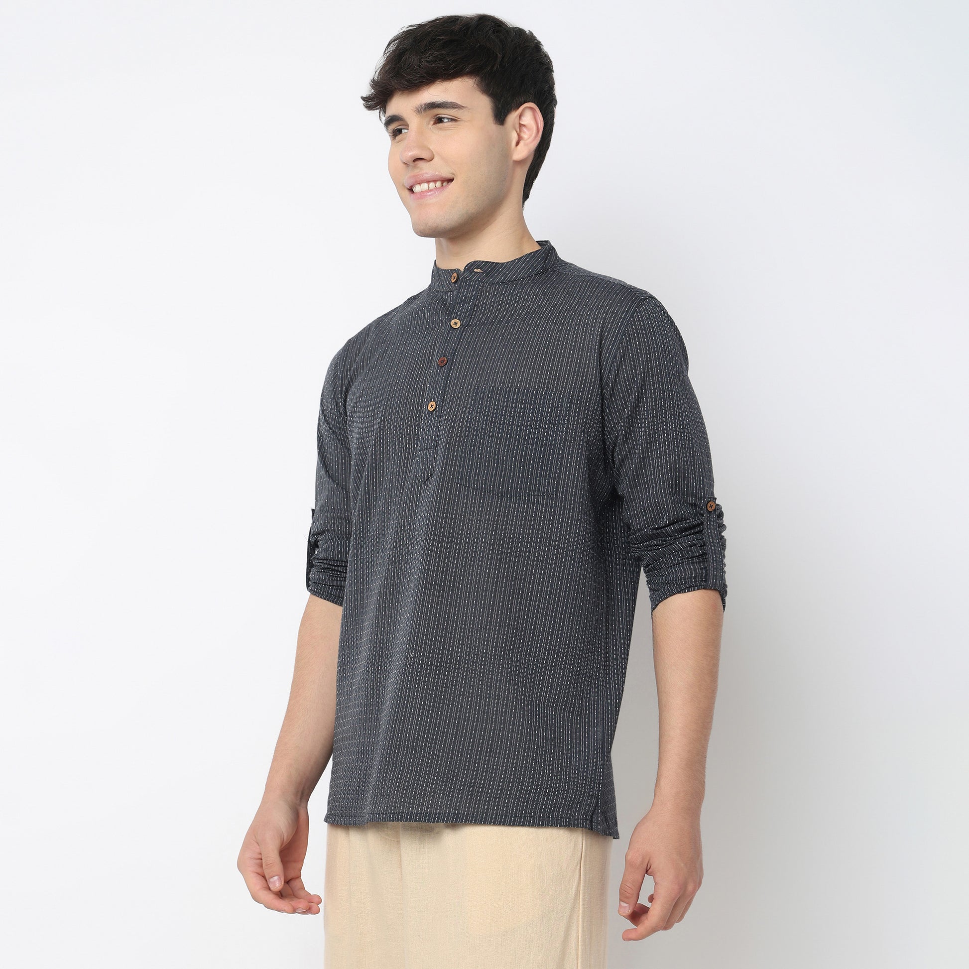 Structured Cotton Short Kurta
