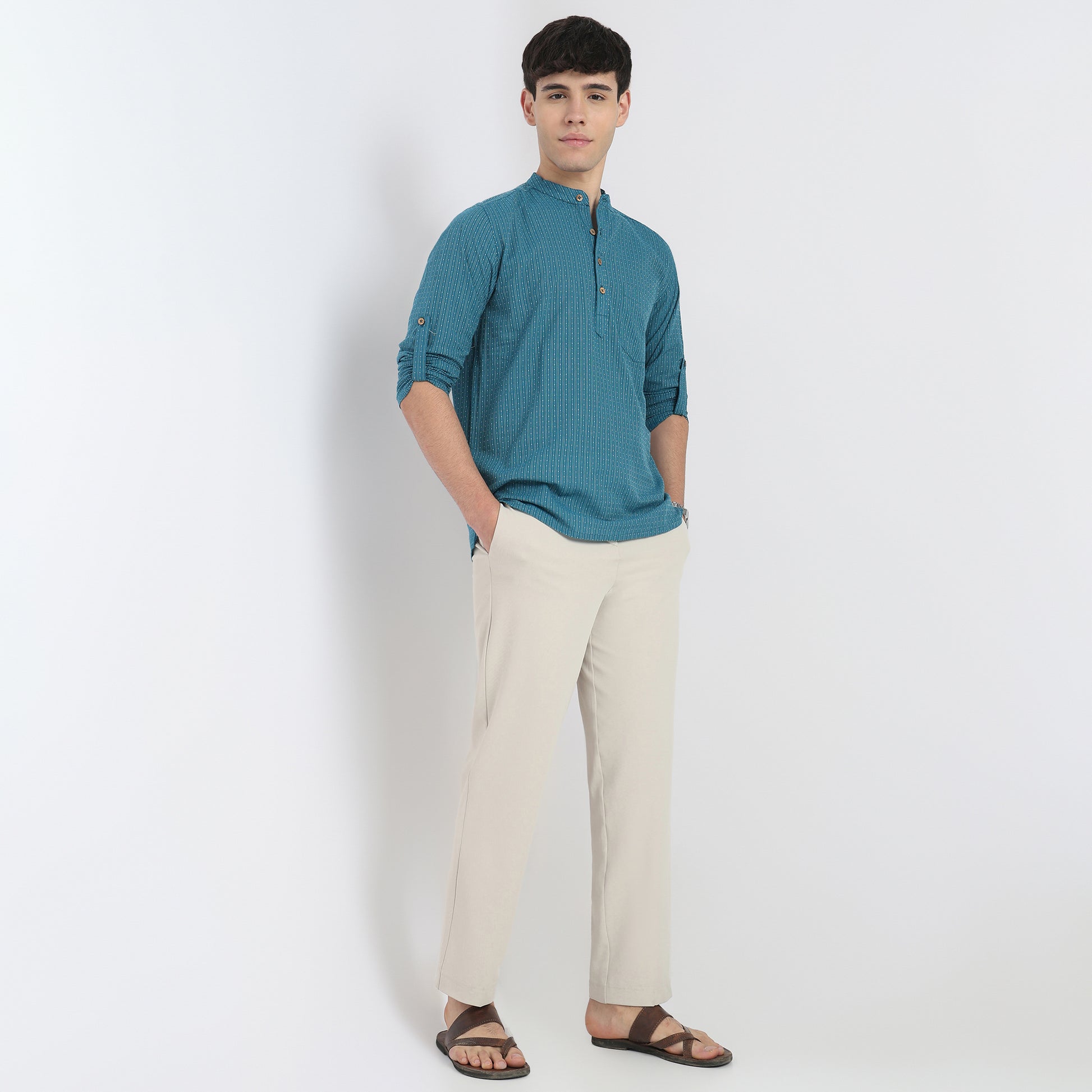 Structured Cotton Short Kurta