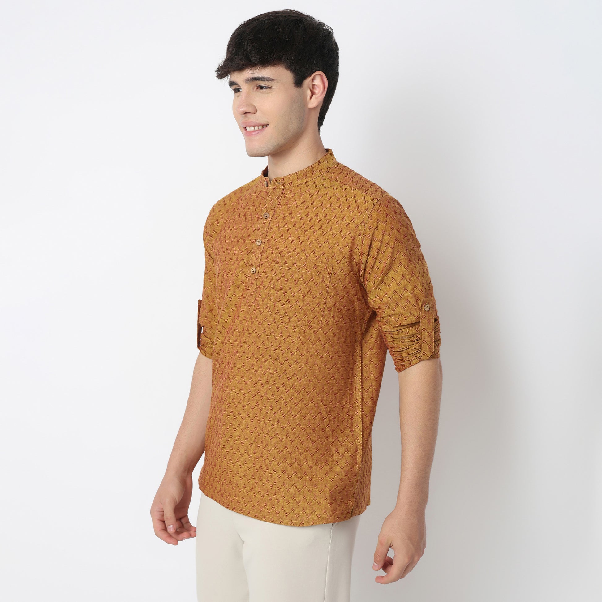 Jacquard Cotton Short Kurta
