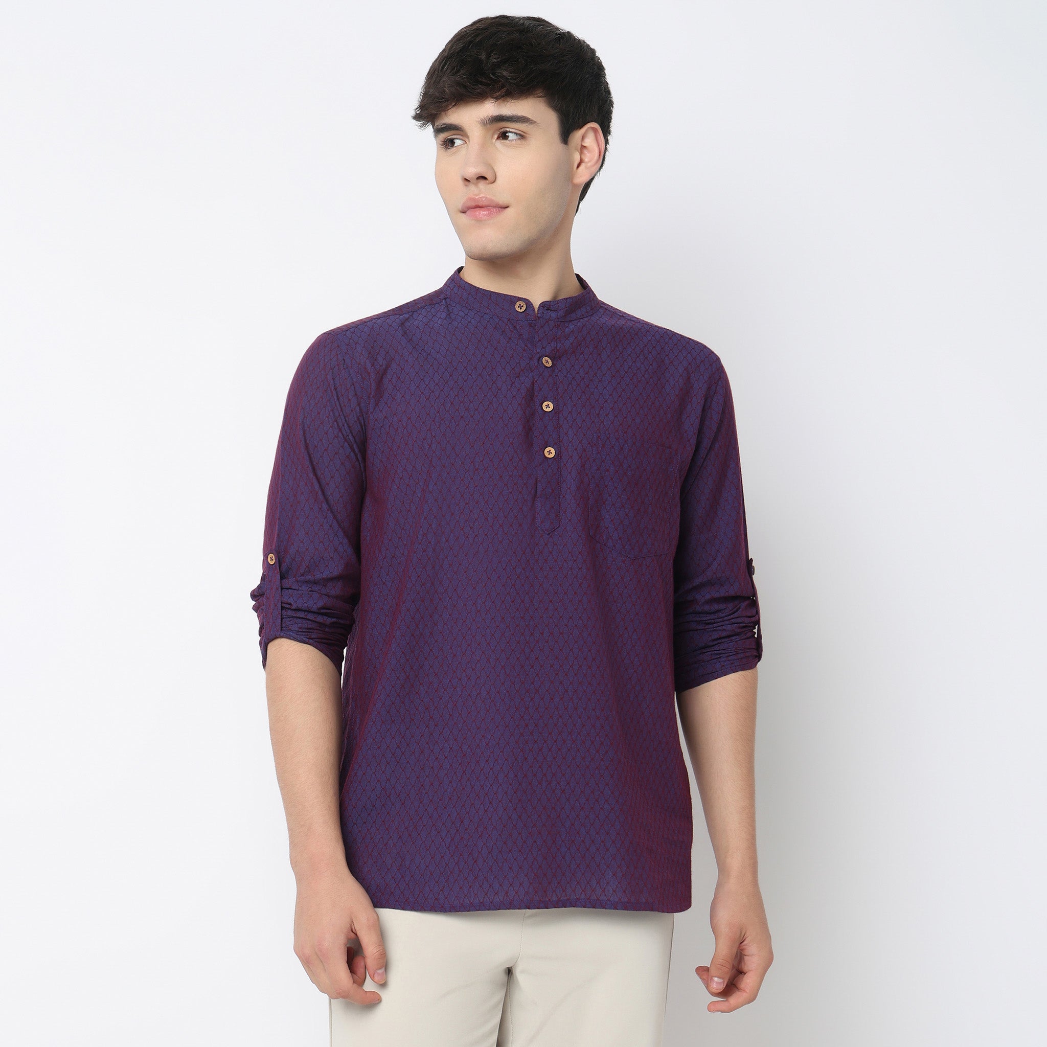 Jacquard Cotton Short Kurta