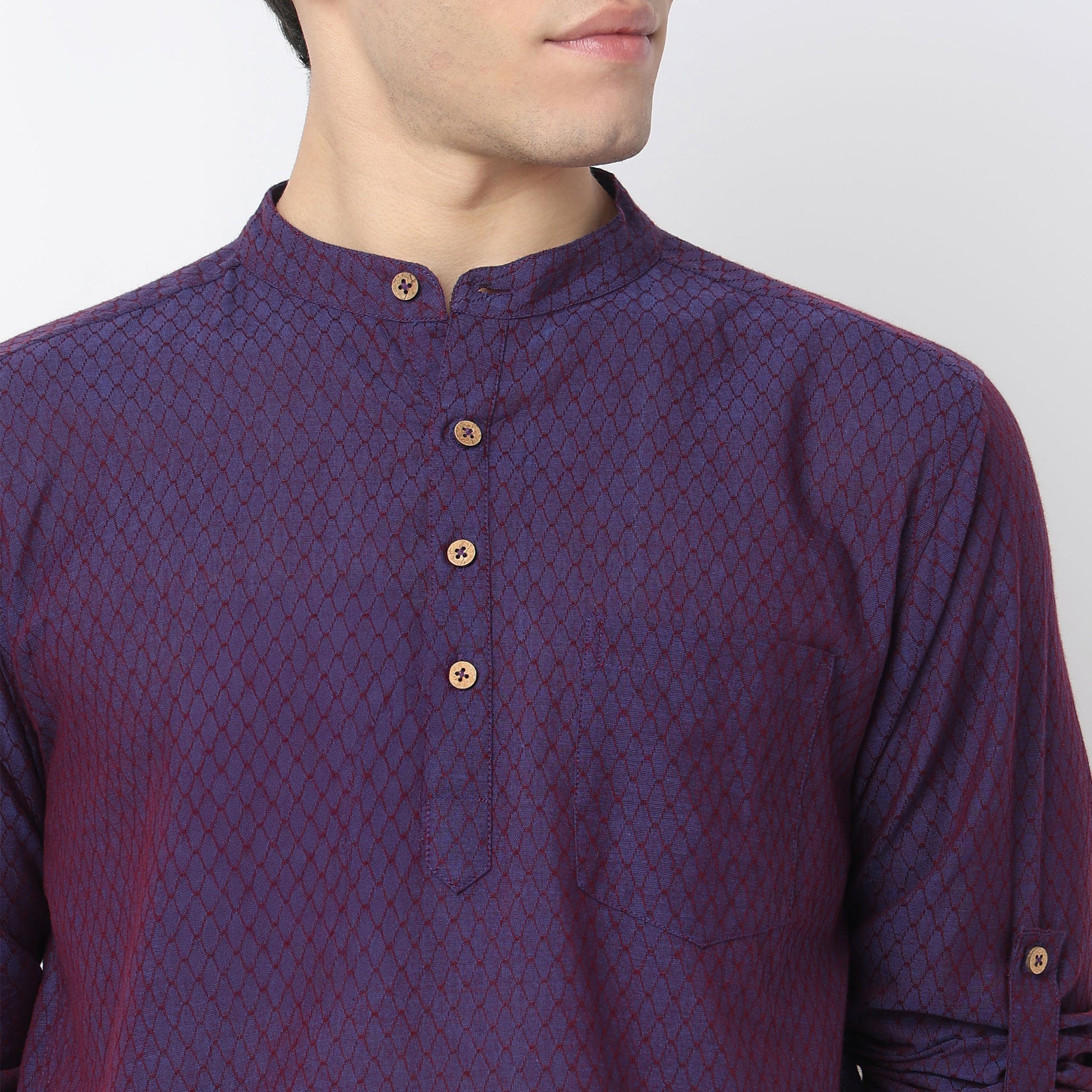 Jacquard Cotton Short Kurta