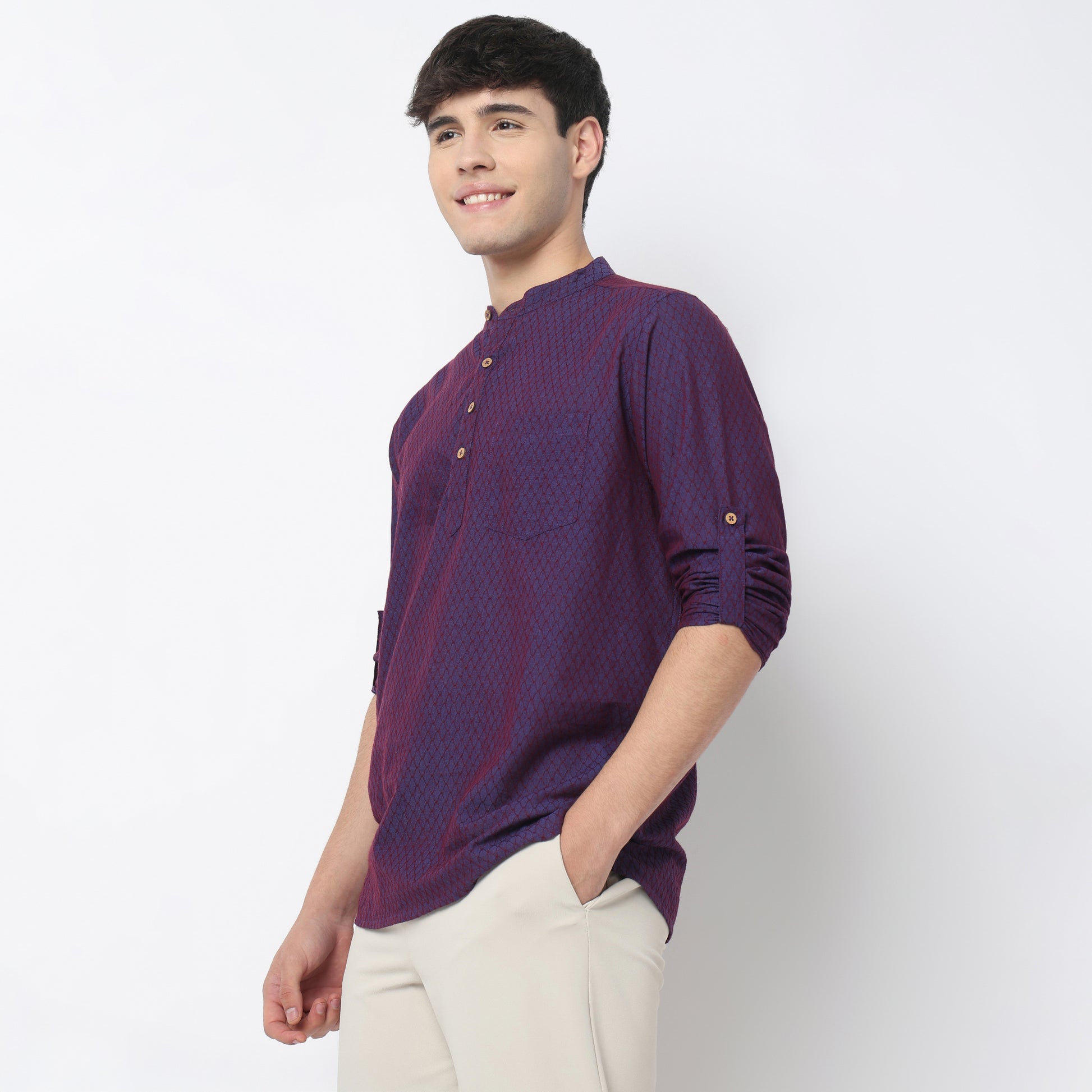 Jacquard Cotton Short Kurta