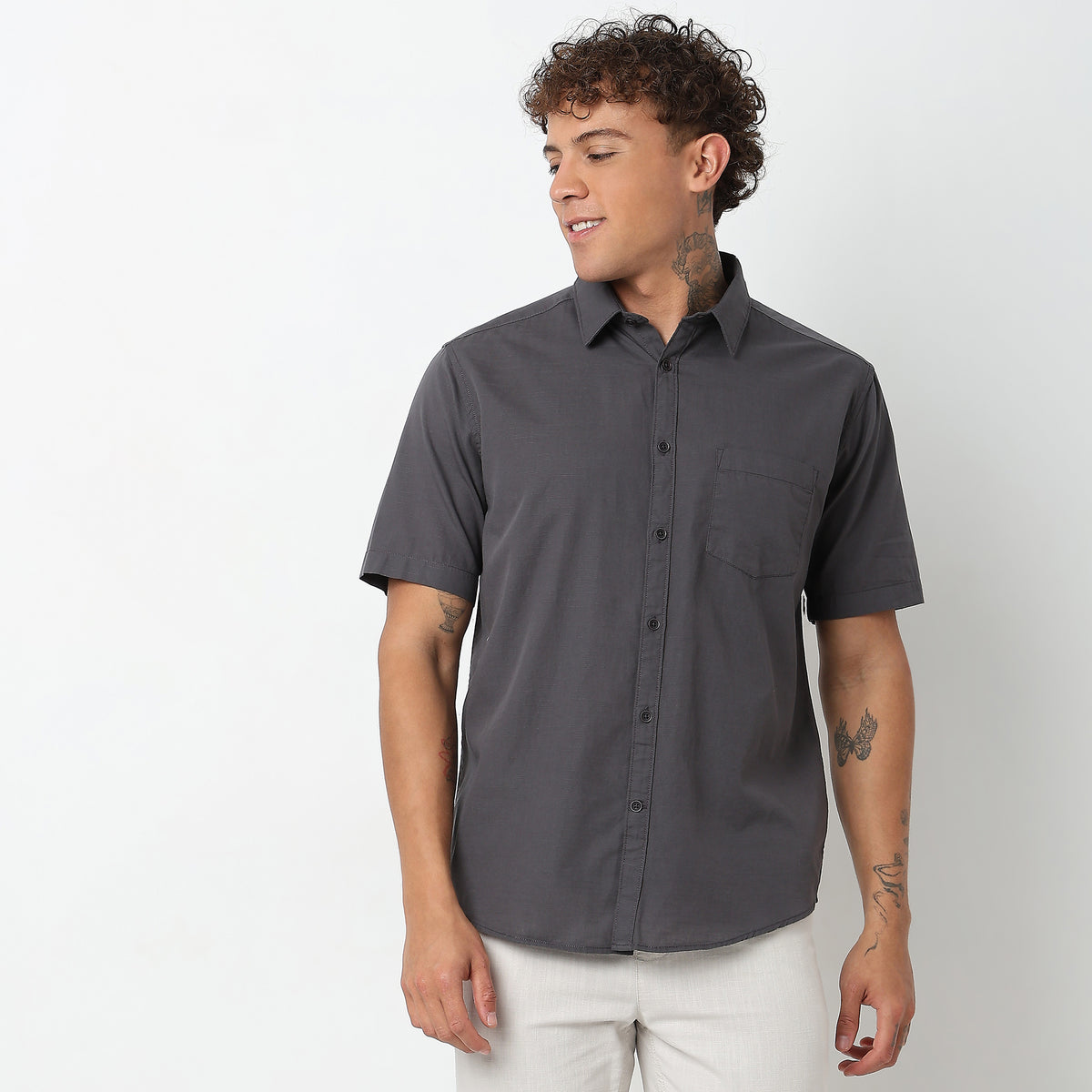 Slim Fit Solid Shirt