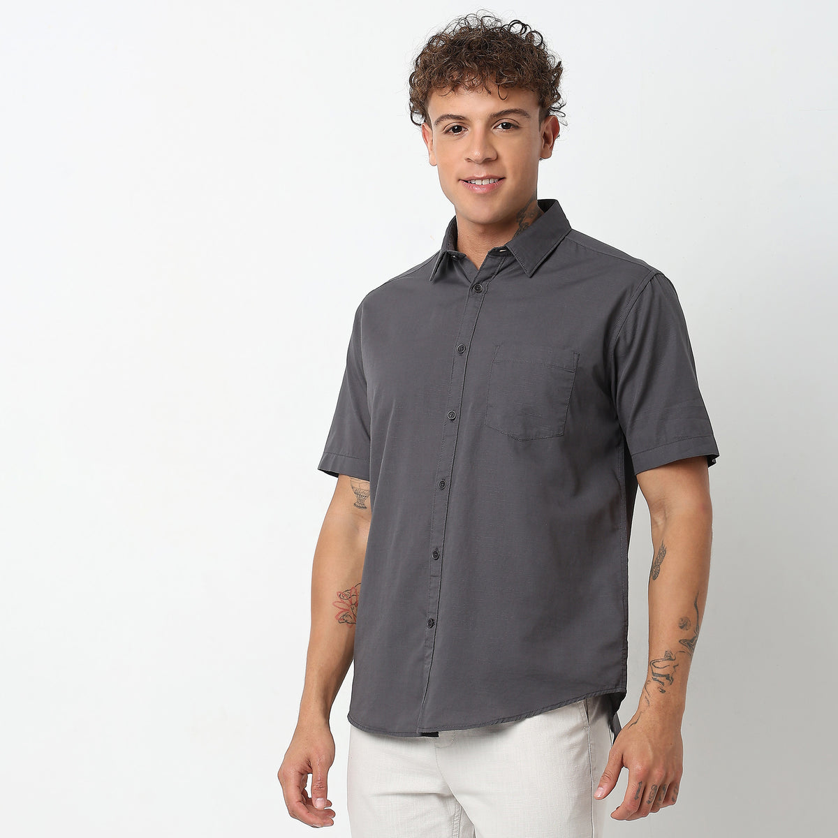 Slim Fit Solid Shirt