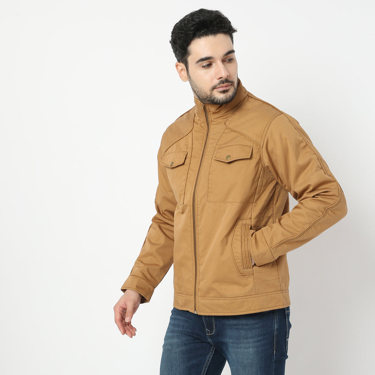 Regular Fit Solid Jacket