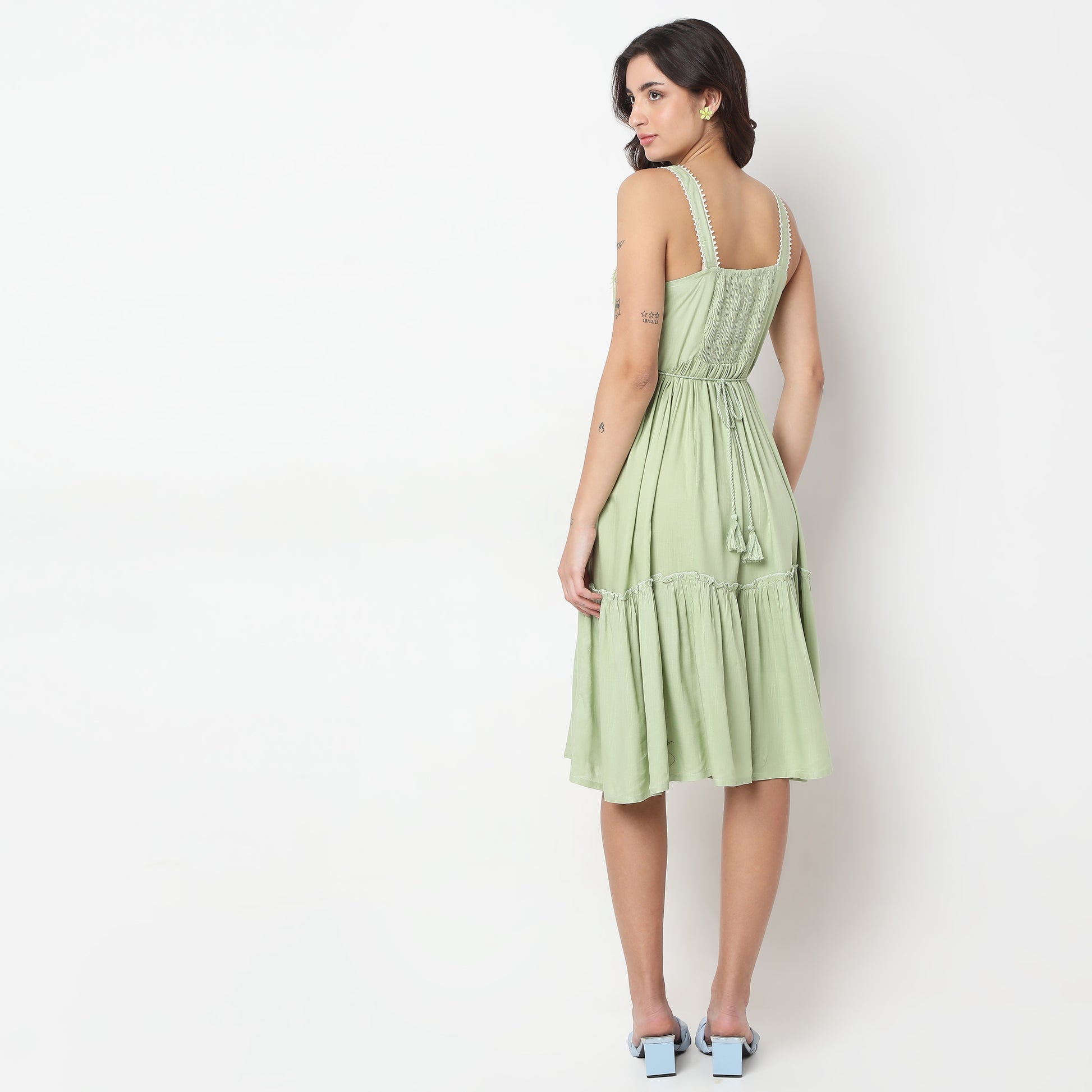 Flare Fit Embroidered Dress