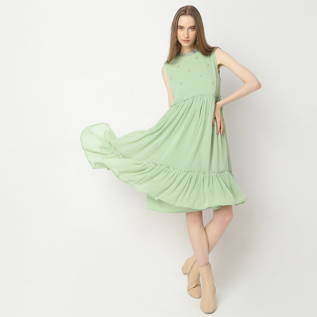 Flare Fit Embellished Dress